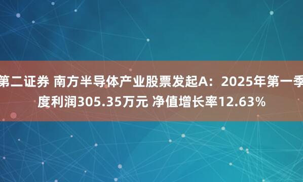 第二证券 南方半导体产业股票发起A：2025年第一季度利润305.35万元 净值增长率12.63%